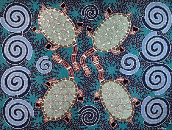 Long Neck Turtles - Lenard Thorne, Painting and Yarn